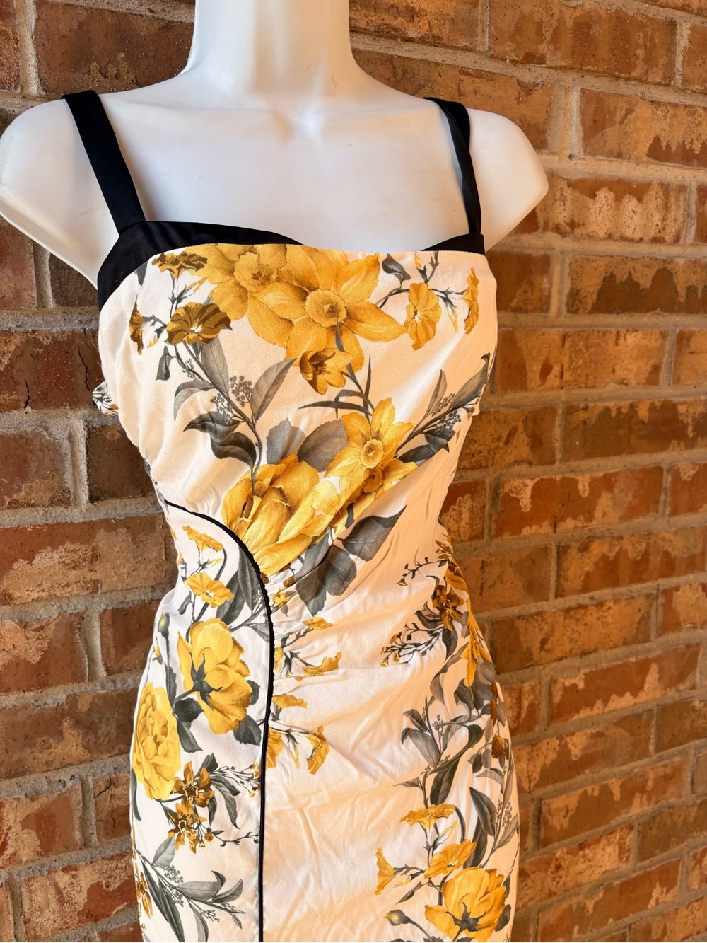 Anthropologie White Sheath Midi Dress with Yellow Floral Print size 0 - Picture 11 of 11
